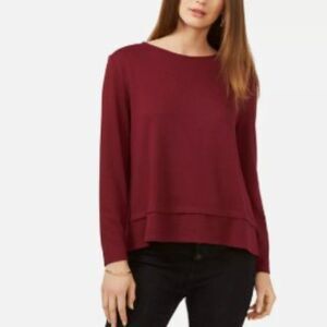 1.State Cozy Tie Back Sweater Top Womens Large Burgundy Red Pullover Sweatshirt